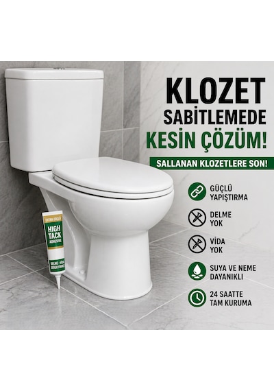 High Tack Güçlü Yapıştırıcı Klozet Sabitleme, Seramik Yapıştırıcı, Delmeden Montaj, Ultra Tutucu Ml-60 Ml