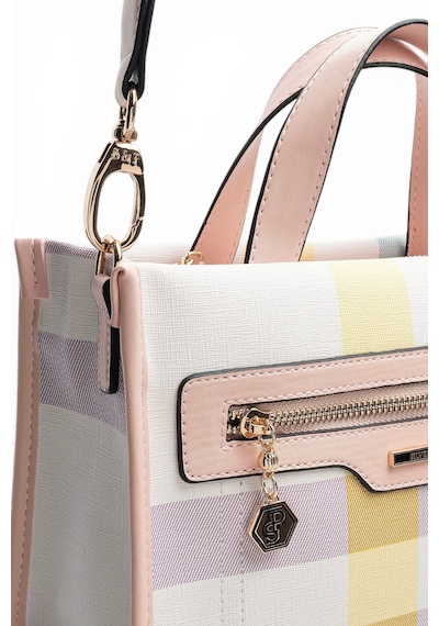 Silver & Polo Silver Polo Lila - Pembe Ekose Kadın El Çantası Sp1271