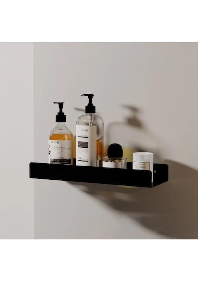 Dekoratif Siyah Metal Banyo Rafı Şampuanlık Duş Rafı Banyo Düzenleyici Siyah