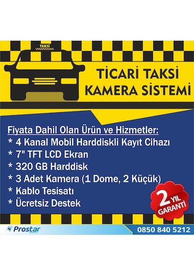 Ticari Taksi 3 Kameralı 320 Gb Harddisk Dahil Araç Kamera Seti