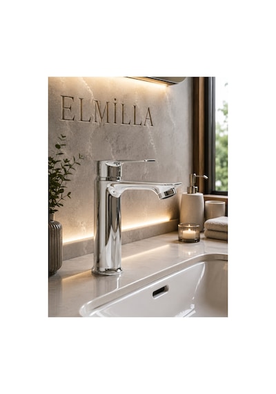 Lüx Krom Sabit Lavabo Bataryası Premium Tasarım Ağır Gövde Çift Su Girişli Lavabo Bataryası Çeşmesi Musluğu