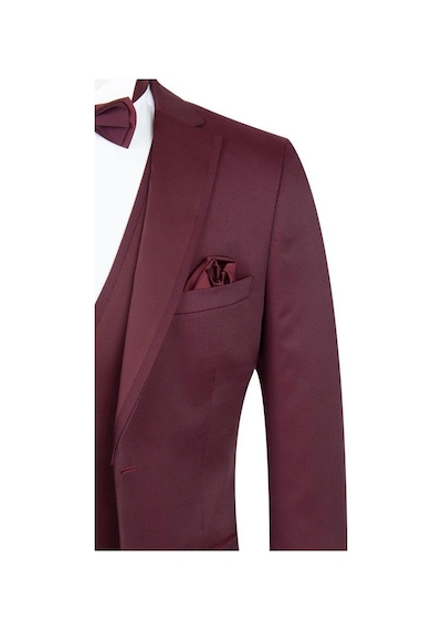 İmza Bordo Desenli Armürlü Mono Yaka Astarlı Yelekli 6 Drop Slim Fit Dar Kesim Smokin Damatlık 1001195219-Bordo İmza Bordo Desenli Armürlü Mono Yaka Astarlı Yelekli 6 Drop Slim Fit Dar Kesim Smokin Damatlık 1001195219-Bordo