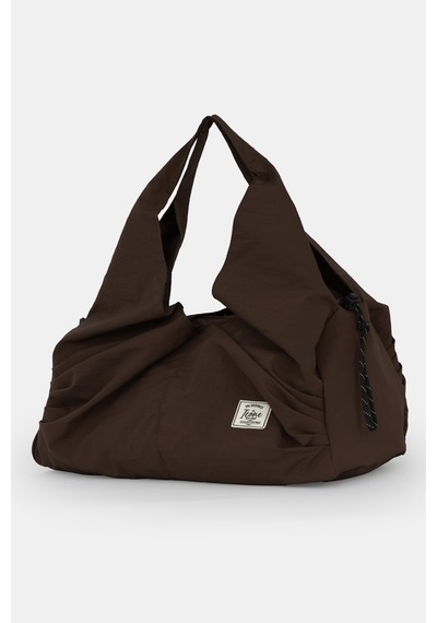 İcone Bag Icone Pliseli Fermuarlı Yoga Çantası, Fitness Çantası, Gym Heybe Görünümlü Pliseli Spor Çantası Kahve
