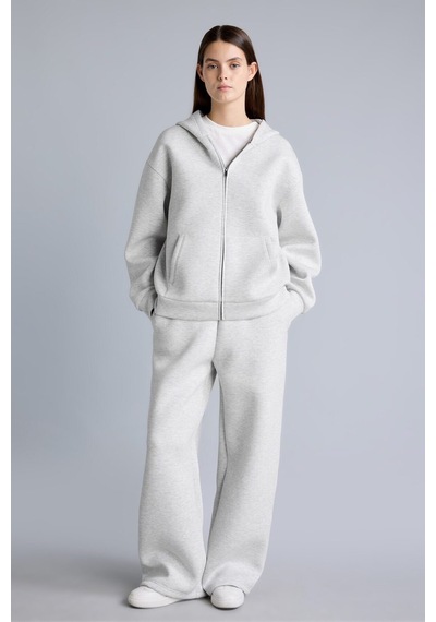 Defacto Relaxed Fit Düz Dalgıç Kumaş Geniş Paça Eşofman Altı H0939ax26augr93 Gri-gr93