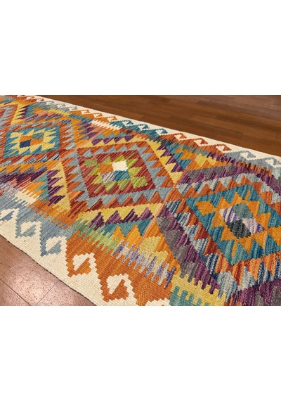 El Dokuma Afgan Kilim 100% Yün Harıka Desenlı Kök Boya Çok Renkli