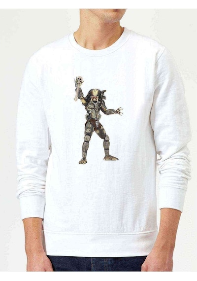 Predator City Hunter Baskılı Beyaz Erkek Örme Sweatshirt