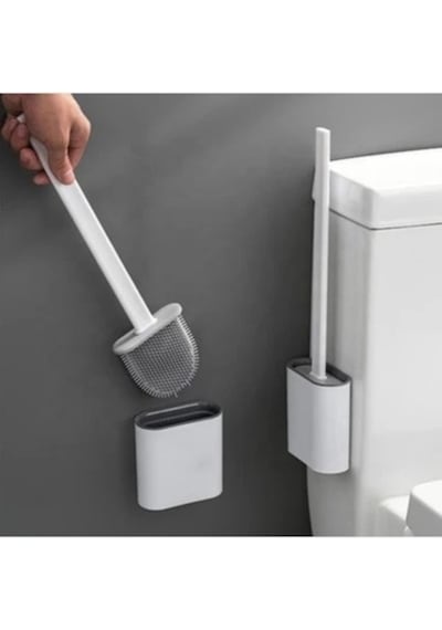 Sensörlü Otomatik Slim Çöp Kovası 9 Lt + Duvara Asılabilir Beyaz Silikon Klozet Fırçası Beyaz