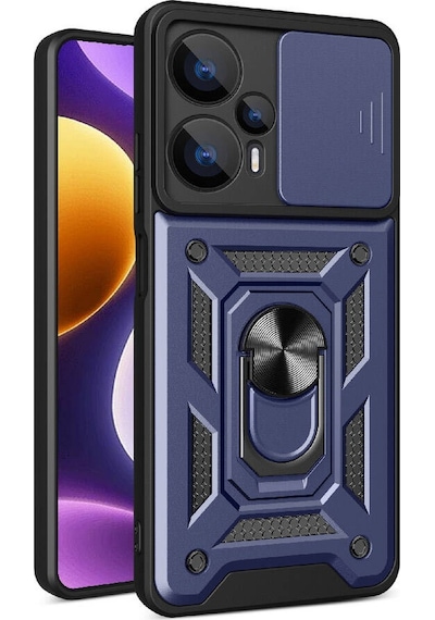 Xiaomi Poco F5 Kılıf Sürgülü Tank Zırh Yüzüklü Mıknatıslı Standlı Kapak S-vega