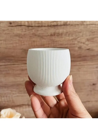 Dikey Çizgili Mum Kadehi Silikon Kalıp S962
