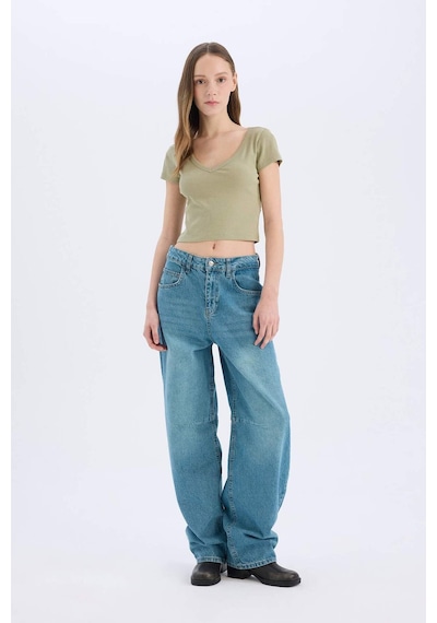 DeFacto Coool Fitted Fitilli Kaşkorse Basic Düz Kısa Kollu Tişört E0290AX25SMKH271