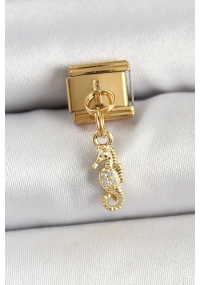 Mey İthalat 316l Çelik Sallantılı Zirkon Taşlı Çiçek Model Gold Renk Nomination Charm Diğer