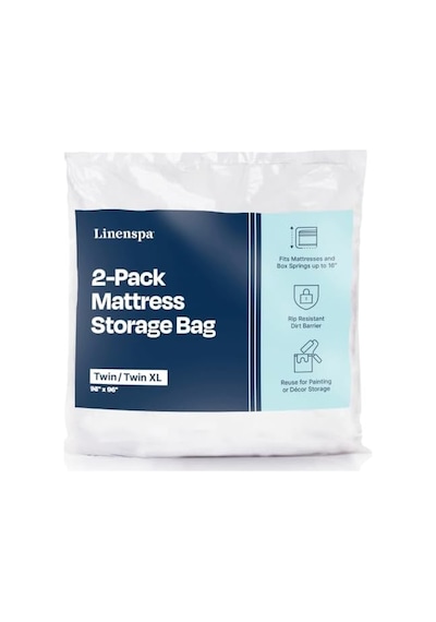 Linenspa Yatak Saklama Çantası, King Size, Şeffaf Plastik, Taşıma Ve Depolama İçin, 2&apos Li Paket Açık Indigo