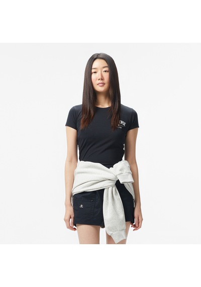 Converse Classic Kadın Slim Fit Baskılı Siyah T-shirt