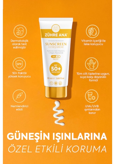 Zühre Ana Uva Uvb Leke Karşıtı Yüksek Koruma Ve Nemlendirici Etkili Güneş Kremi SPF50+ 50 ML