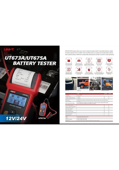 Unı-t Ut675a Yazıcılı Pil Test Cihazı, 3 Ah - 250 Ah