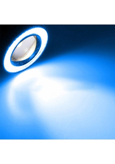 Eraks Car Accesories 89 MM Buz Mavi Ice Blue Mercekli Angel Led Metal Gövde Halkalı Sis Far