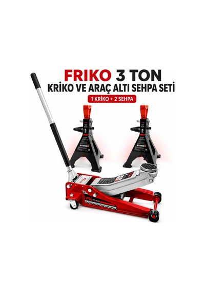 Frıko 3 Ton Alçak Kriko Ve Araç Altı Sehpa Seti
