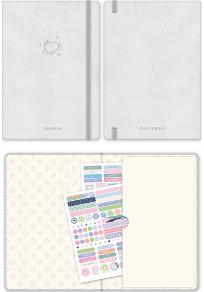 A5 Bullet Journal Noktalı Defter 140 Gr. 80 Yaprak Silver Glow Metalik