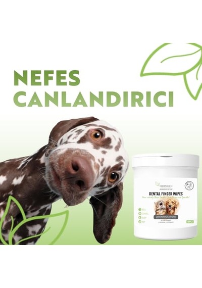 Bitkisel İçerikli Kedi Köpek Diş Mendili 50 Adet Tartar, Ağız Kokusu Giderici Diş Beyazlatıcı Parmak Mend