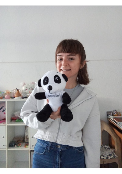 "seni Seviyorum" Tişörtlü Sevimli Peluş Panda 25 Cm Beyaz - Siyah - Gri