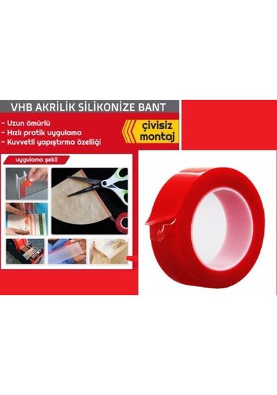 Silikon Bant Çift Taraflı Akrilik Silikoniz Bant 18 MMx2 Mt