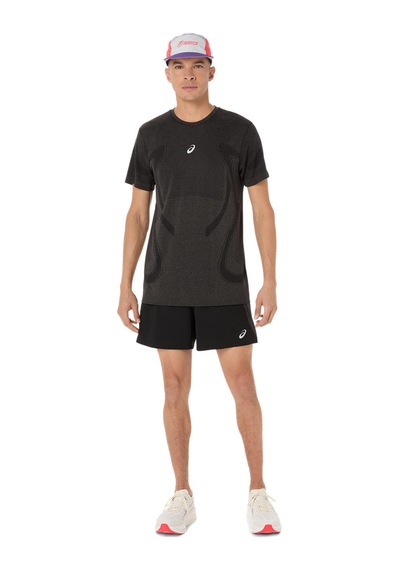 Asics Road Seamless Ss Top Erkek Siyah Beyaz Tshirt 2011d355-001 Siyah - Beyaz