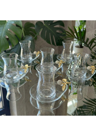 Alfafe Home Özel Seri 6'lı Gümüş Çay Seti , Çay Takımı , Hediyelik , Çeyizlik Gümüş