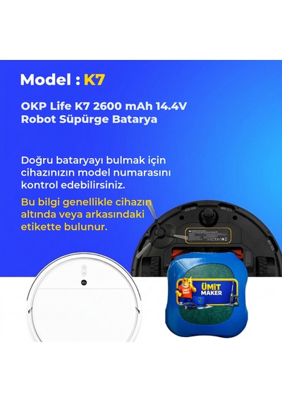 Okp Life K7 2600 Mah 14.4v Robot Süpürge Batarya