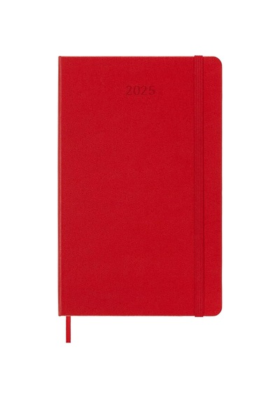 Günlük Planlayıcı, 12 Aylık Günlük Planlayıcı 2025, Sabit Kapak Ve Elastik Kilit, Renk Kızıl Kırmızı, Büyük Format 13 X 21 Cm Çok Renkli