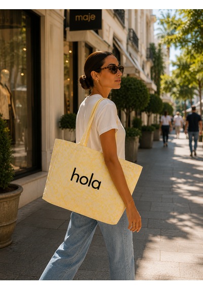 İcone Bag Icone Degrade Baskılı Kanvas Omuz Çantası, Degrade Plaj Çantası, Plaj Çantası, Beach Bag Sarı