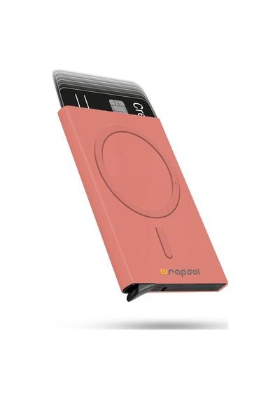 Wrapsol Magsafe Mekanizmalı Kartlık Rfid Korumalı Alüminyum Otomatik Kredi Kartlık Renkli Parlak Saks Mavi Metalik Yavruağzı Metalik Yavruağzı