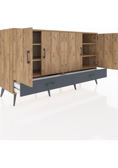 Hyperion Konsol 6 Raflı 2 Çekmeceli 4 Kapaklı 176x44x99 Çam-çam/a Çam-çam/antrasit Hyperion Konsol 6 Raflı 2 Çekmeceli 4 Kapaklı 176x44x99 Çam-çam/a Çam-çam/antrasit