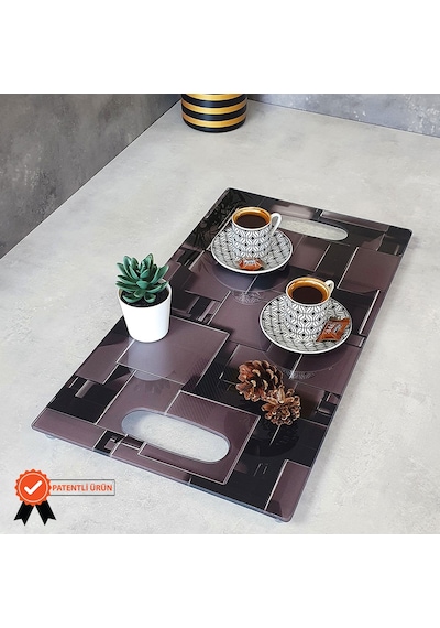 Decorita Cam Tepsi Siyah Küpler 29Cm X 52Cm
