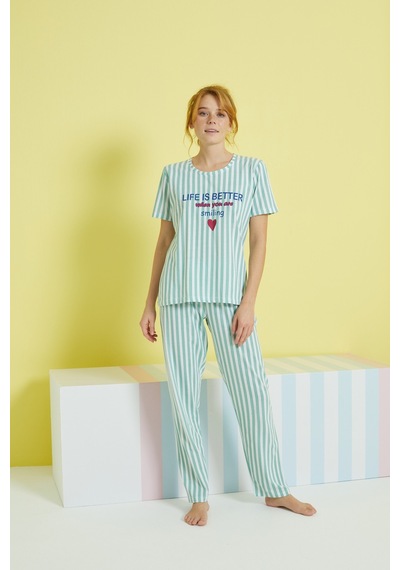 Siyah İnci Örme Pijama Takım 24107096 Çok Renkli