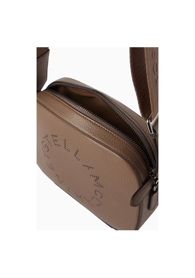 Stella Mccartney Studded Logo Gri Alter Mat Vegan Deri, Kamera Omuz Çantası
