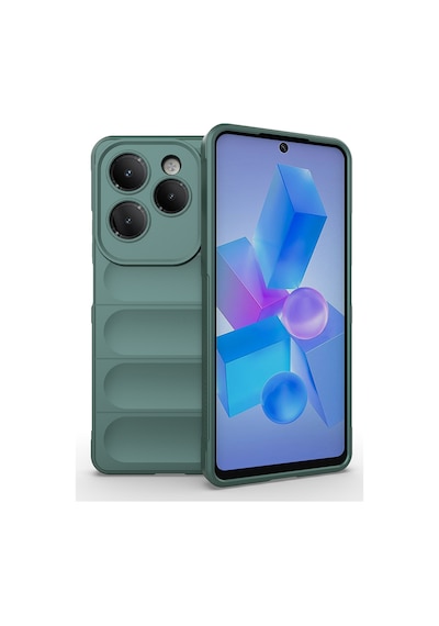 Goocamp İnfinix Hot 40 Pro Kılıf Esnek Tpu Oyuklu Arka Yüzey Tasarımlı Etnik Silikon Yeşil