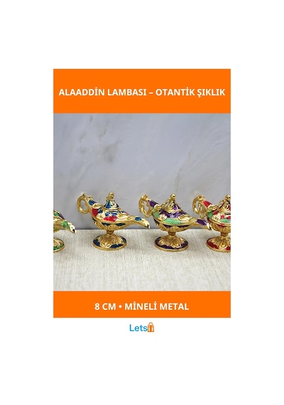 Mineli Metal Alaaddin Lambası 8 Cm Antika Dekoratif Objeler 1 Adet