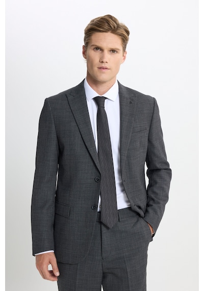 Ac&co Erkek Antrasıt Taşınabilir Torbalı Slim Fit Mono Yaka Desenli Takım Elbise Antrasit