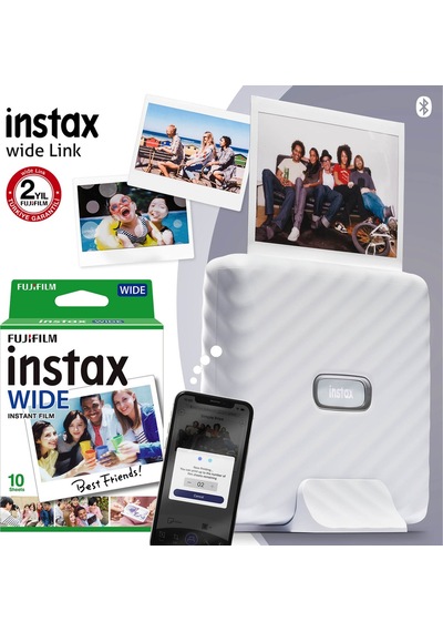 Fujifilm Instax Wide Link Akıllı Telefon Yazıcısı + 10'lu Film Beyaz