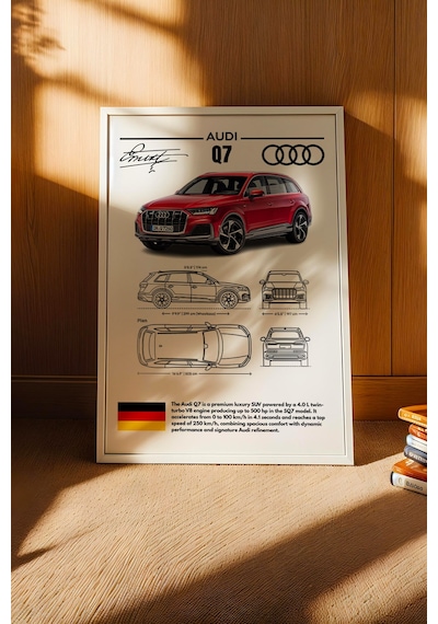 Audi Q7 Tablo - Teknik Özellikli Alman Lüks Suv Poster - Çerçeveli Duvar Dekoru - Araba Blueprint Beyaz Audi Q7 Tablo - Teknik Özellikli Alman Lüks Suv Poster - Çerçeveli Duvar Dekoru - Araba Blueprint Beyaz