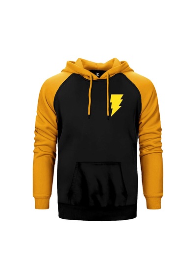 Black Adam Yellow Logo Gri Renk Reglan Kol Sweatshirt / Hoodie