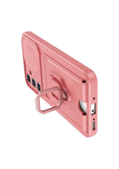 Samsung Galaxy A05s Kılıf Zuma Kartvizitli Yüzüklü Silikon - Pembe 0.2M-Çok Renkli