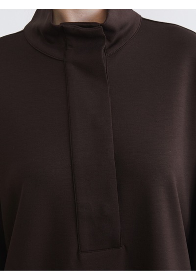 Lcw Modest Kahverengi Soft Touch Oversize Kadın Sweatshirt Tunik