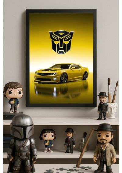 Chevrolet Camaro Siyah Ahşap Çerçeveli Poster, Dekoratif Araba Duvar Tablosu