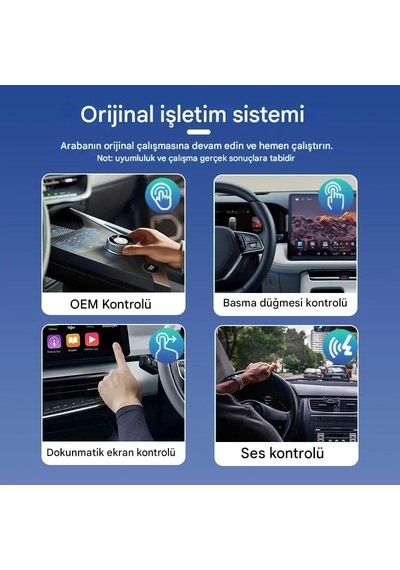Kablosuz Carplay Ve Android Auto Adaptörü, 2'si 1 Arada, Usb Ve Type-c Bağlantı, Tak Çalıştır Mini Dongle 48mm