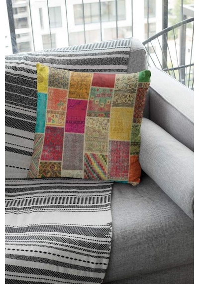 Çok Renkli Patchwork Çift Taraflı Kırlent Kılıfı Krl291n11