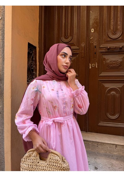 Efulim Womens Modal Tül Şifon Elbise Pembe