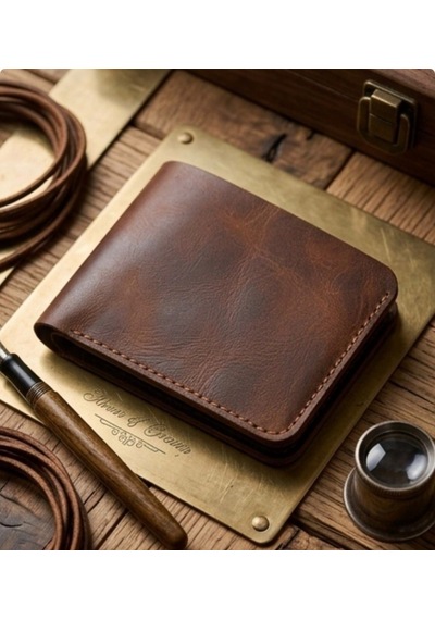 Parla Leather Bifold El Yapımı Hakiki Deri Baba Cüzdanı Taba