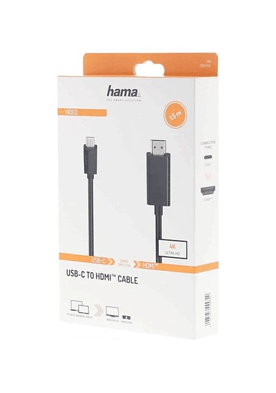 Hama HM.200718 USB-C  Plug-HDMI Plug Ultra HD Görüntü Kablosu Siyah