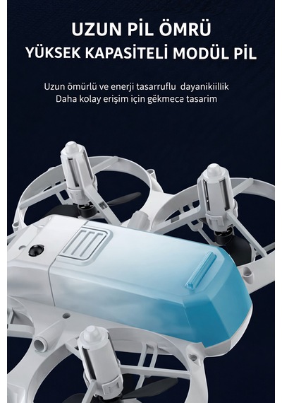 Mini Drone - Çift Kameralı Wifi Fpv Canlı Görüntü Aktarımlı Engel Tanımayan Led Işıklı Akıllı Drone
